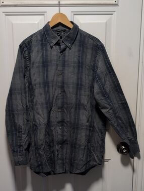 George Blue and Gray Plaid Lightweight Shirt Jacket